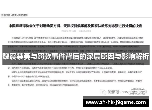 魏震禁赛与罚款事件背后的深层原因与影响解析